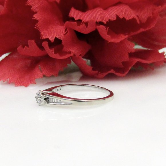 Diamond Promise Ring With Accents 10k White Gold Size 6.25 Genuine Natural Real - Picture 11 of 12